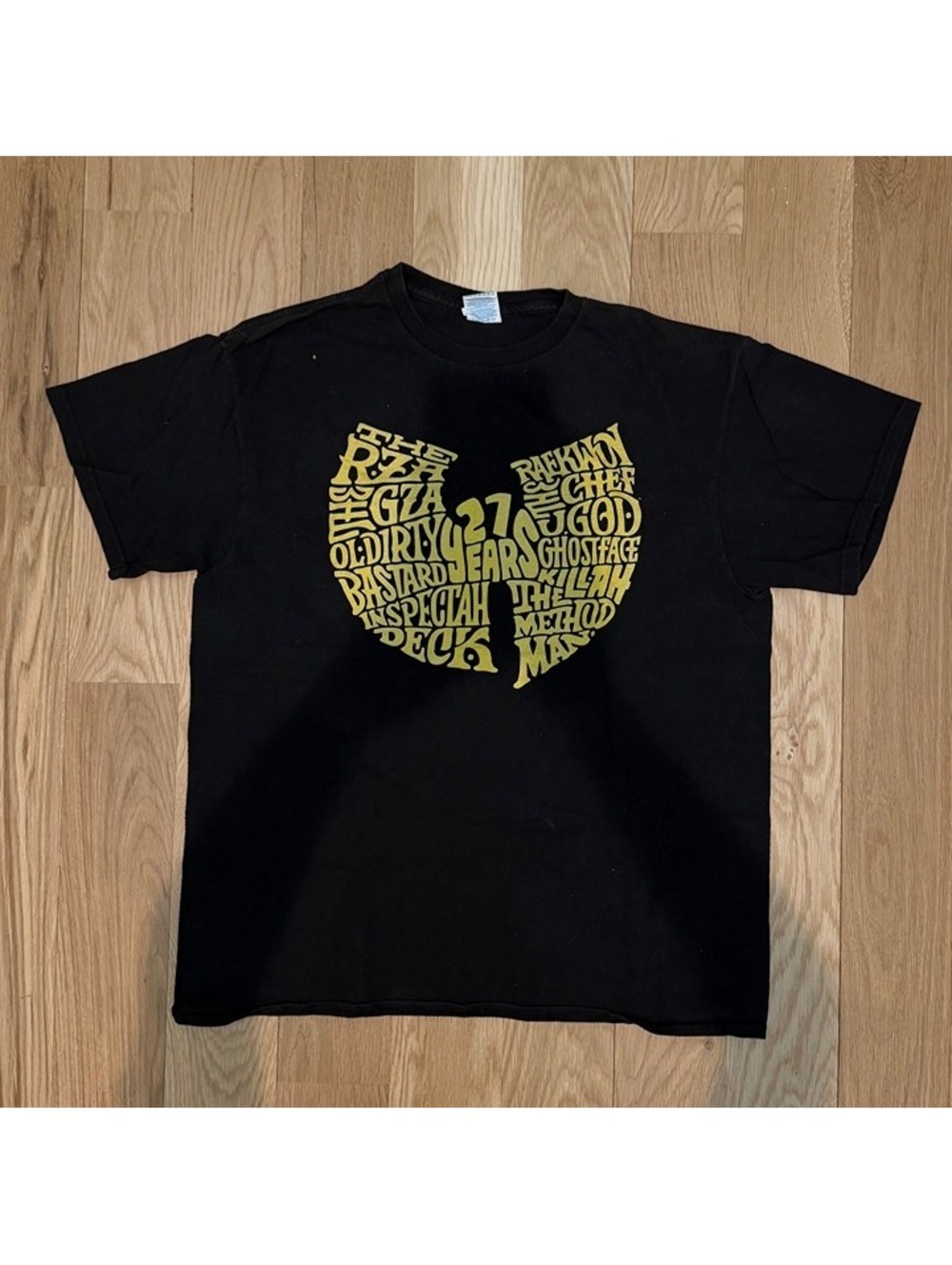 wu-tang clan 27 years black graphic t-shirt size large
